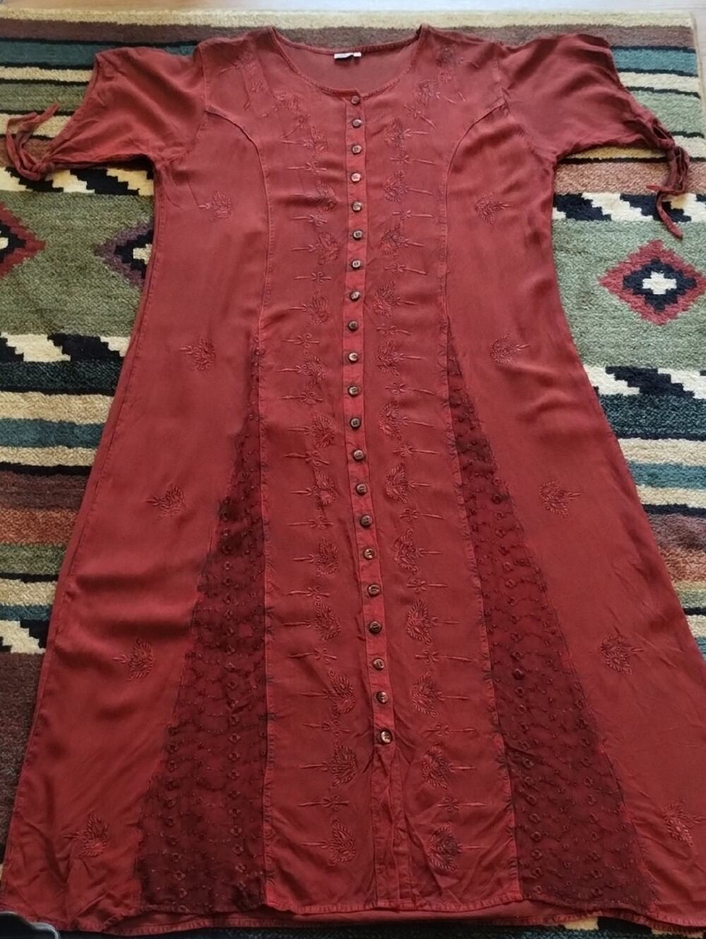 Le Montecristo Creation Vintage Bohemian Hippy 90s Embroidered Maxi Dress XXL